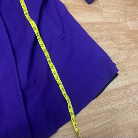 VINTAGE Wool Pea Coat Trench Royal Purple Gold Buttons Academia Size 6 - Picture 6 of 8